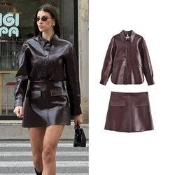 TRAF Autumn New 2-piece Women's Sets 2024 New Chic Slim Mini Skirts 2-piece Set Women's Street Fashion Young Autumn Sets