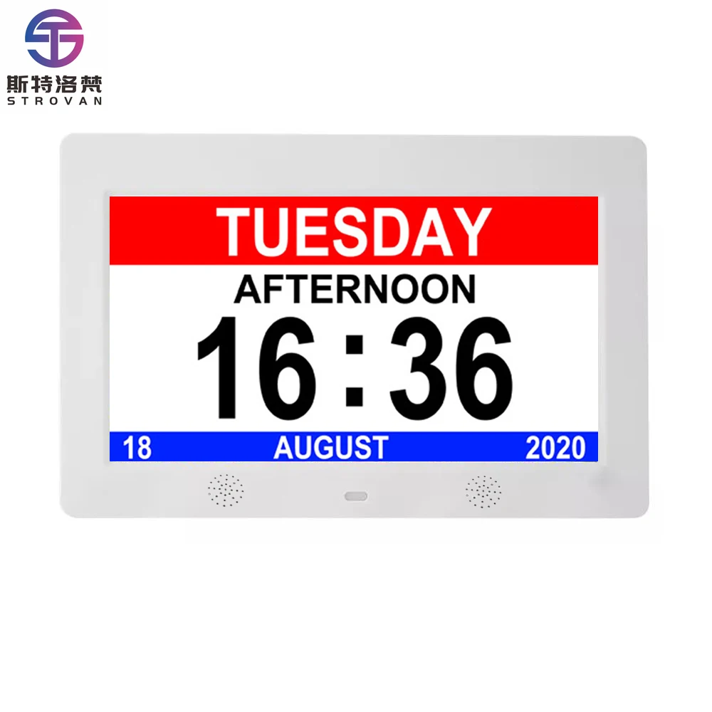 

Extra Large Date Time Digital Photo Frame Day Calendar Clock 10 Inch with Auto-Dimming 12 Alarm Reminders Dementia Clocks