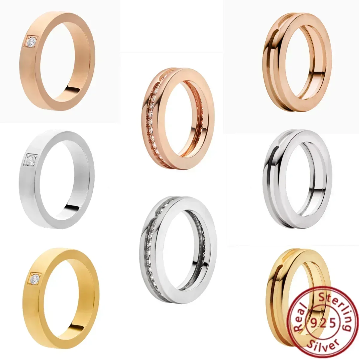 

Classic Luxury Brand Jewelry Circular Belt Drill S925 Silver Ring Spiral Design Black and White Brown Ceramic B.zero3 Ring