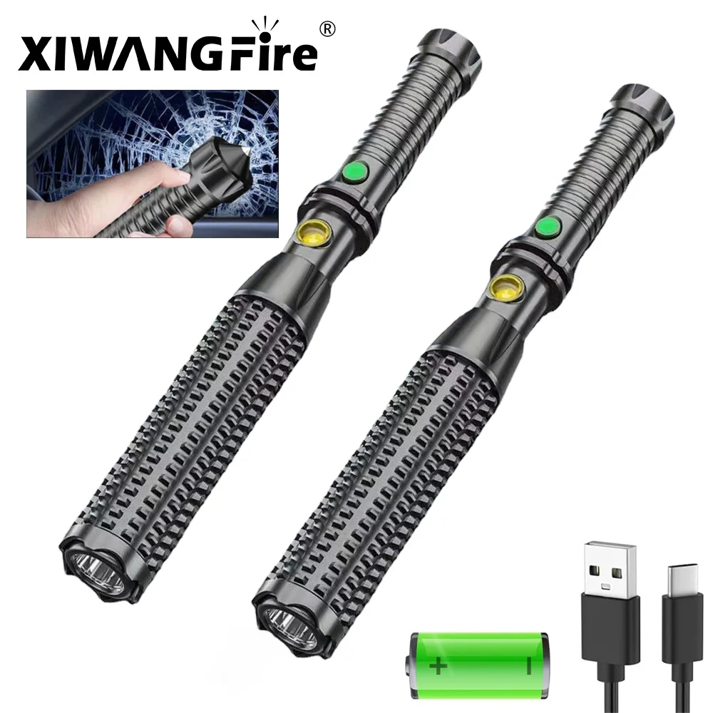 Wolf Tooth Stick Flashlight Strong Light Charging Outdoor Super Bright Multi Functional Telescopic Self Defense Window Patrol