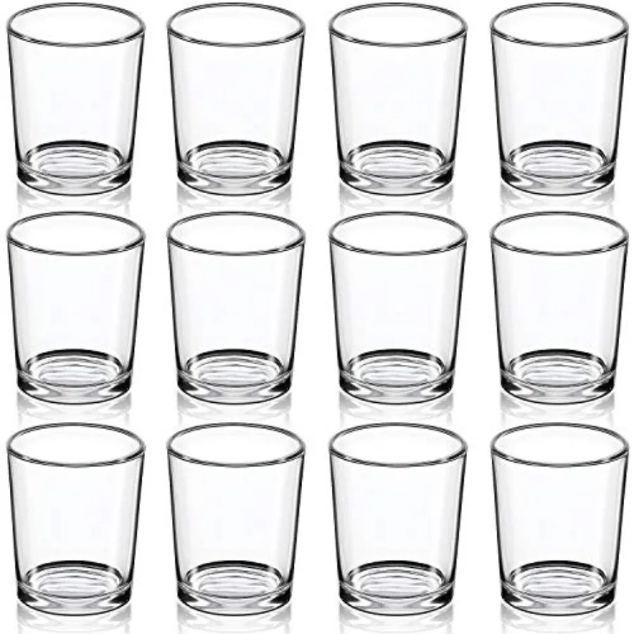 

Votive Candle Holders Set of 12 - Glass Votives Holder - Clear Floating Tealight Candle Holder Bulk for Table Centerpieces and