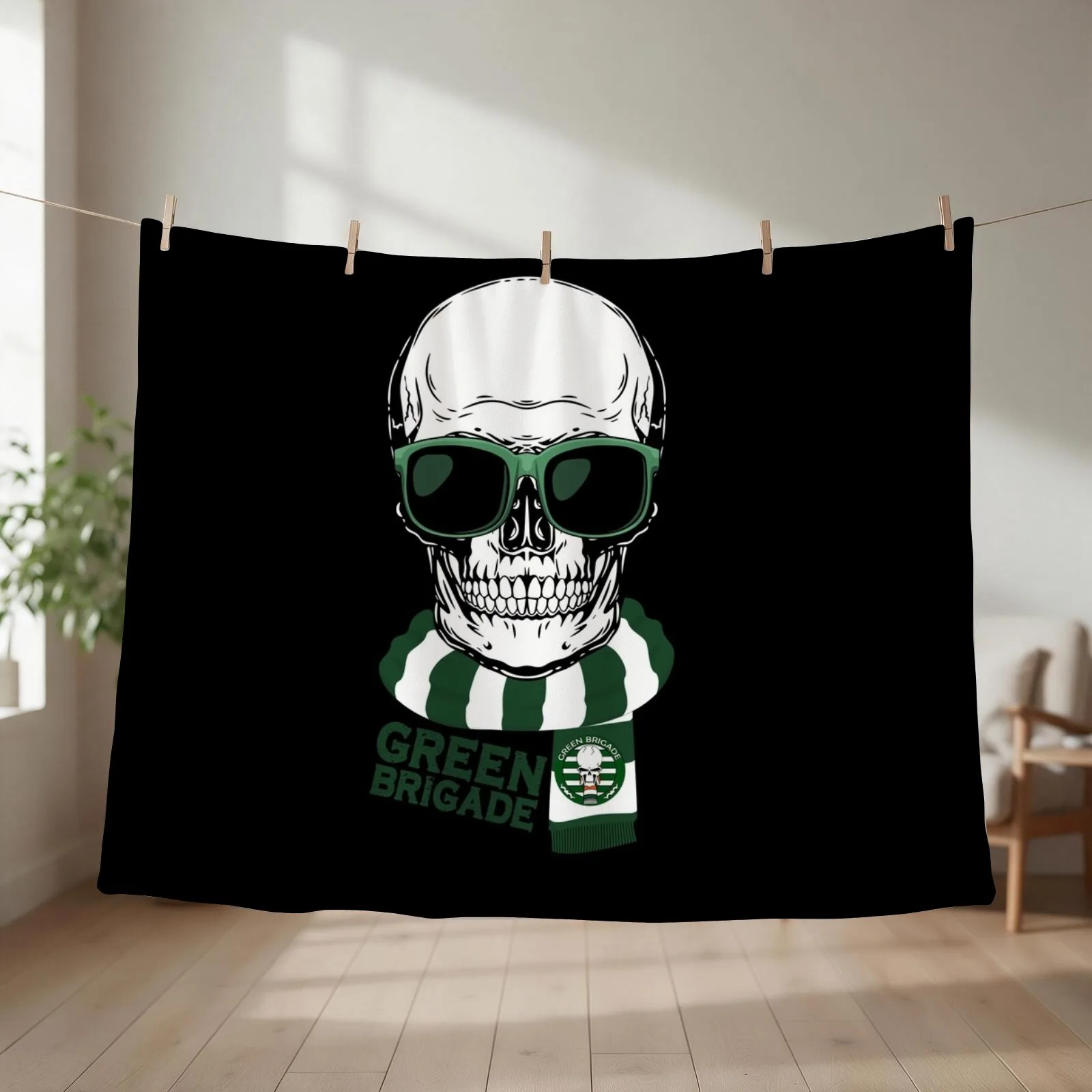 Green Brigade Throw Blanket couch cozy soft plush fuzzy picnic outdoor blanket