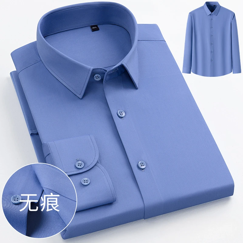 Bamboo fiber Solid Color Shirts Men Long Sleeve Causal Men Shirts Short sleeve Slim Fit Fashion Easy Care Anti-wrinkle Business