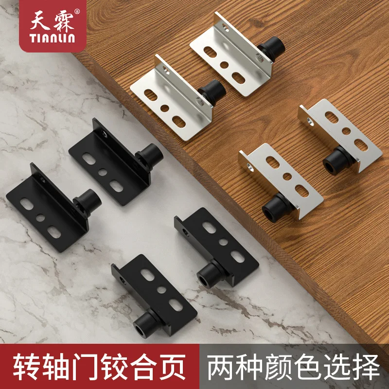 Hidden Hinge CT Corner Black Double Round Head Plastic Magnetic Door Drawer Cabinet Catch Invisible Door Pivot Hinges