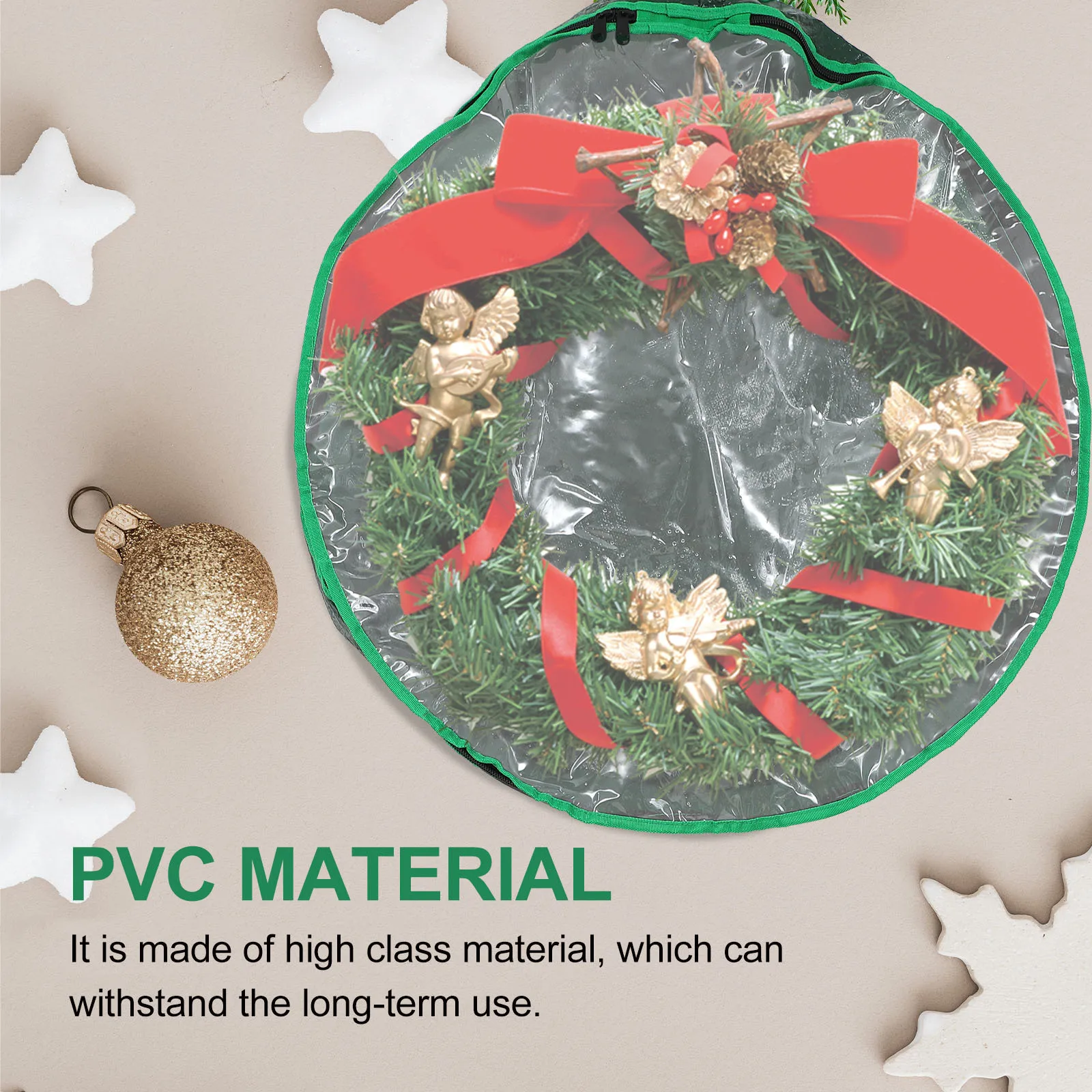 

1Pcs Christmas Wreath Storage Bag Round Foldable Holder Clear Window Garland Storage Container Gift Packing