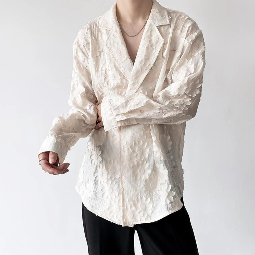 Mens Personalized Embroidered Jacquard Vintage Nude Unisex Long Sleeved Shirt Autumn Men's Casual Versatile Top Men's Clothing