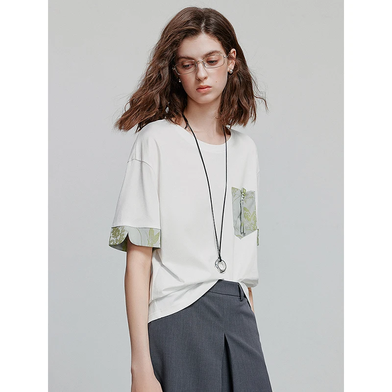 TOYOUTH Women Short Sleeve T shirt 2025 Spring New Tops 8521031 image 3