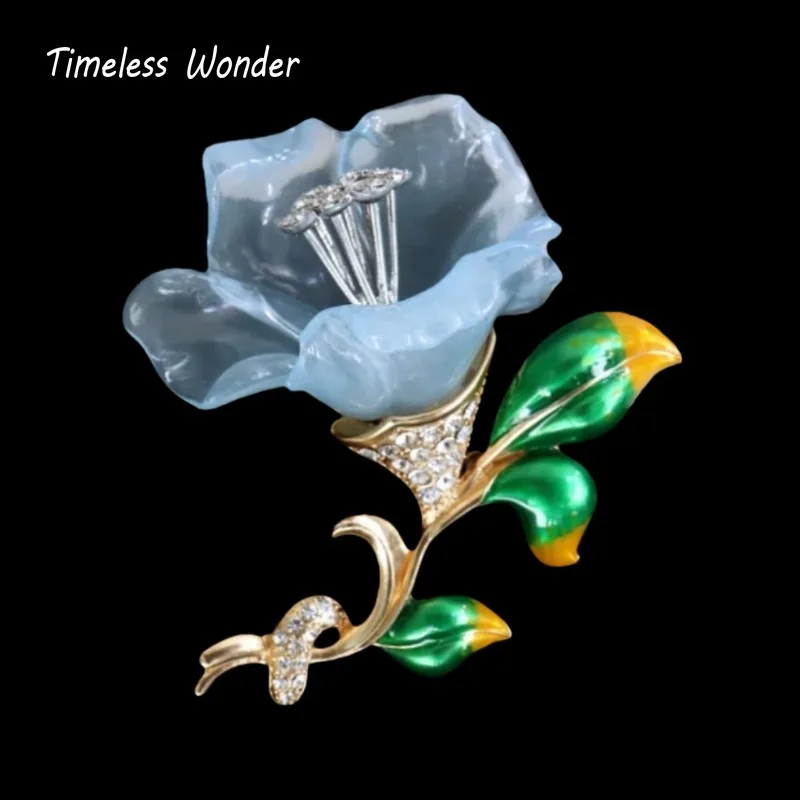 

Timeless Wonder Fancy Enamel Zircon Resin Floral Brooch Pins for Women Designer Jewelry Runway Top Trendy Rare Gift Classy 7523