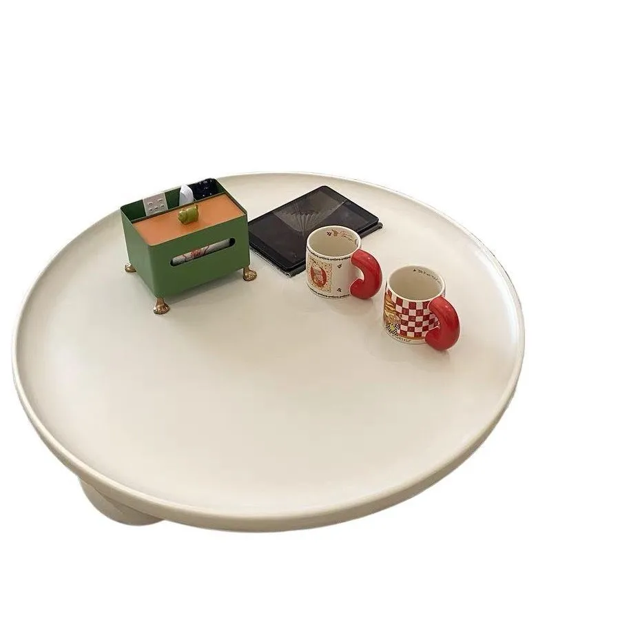 

Household creative new Nordic simple modern small apartment sofa round table round cream wind coffee table living room