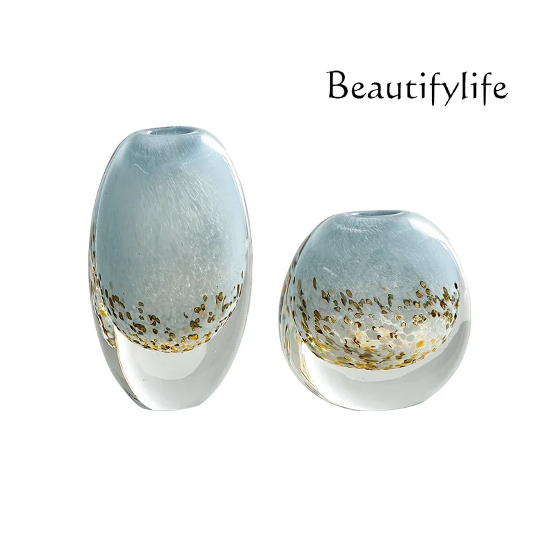 BJ Light Luxury Modern Colored Glass Vase High-grade Hydroponic Flower Arrangement Art Living Room Dining Table Soft Decoration