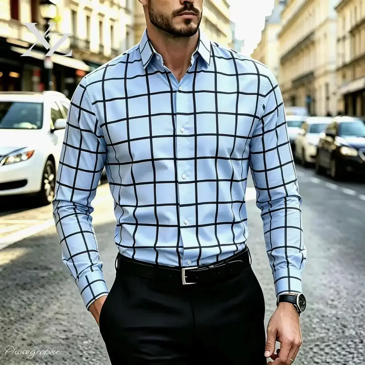 Hot Sale Men's Long Sleeved Checkered Shirt, Fashionable Lapel, Casual Business, Comfortable Breathable Streetwear XS-6XL