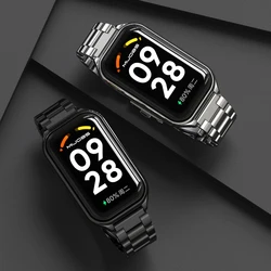 ステンレススチール製の時計バンド,Mi Band 8および9アクティブ用のメタルストラップ,Mi Band 9