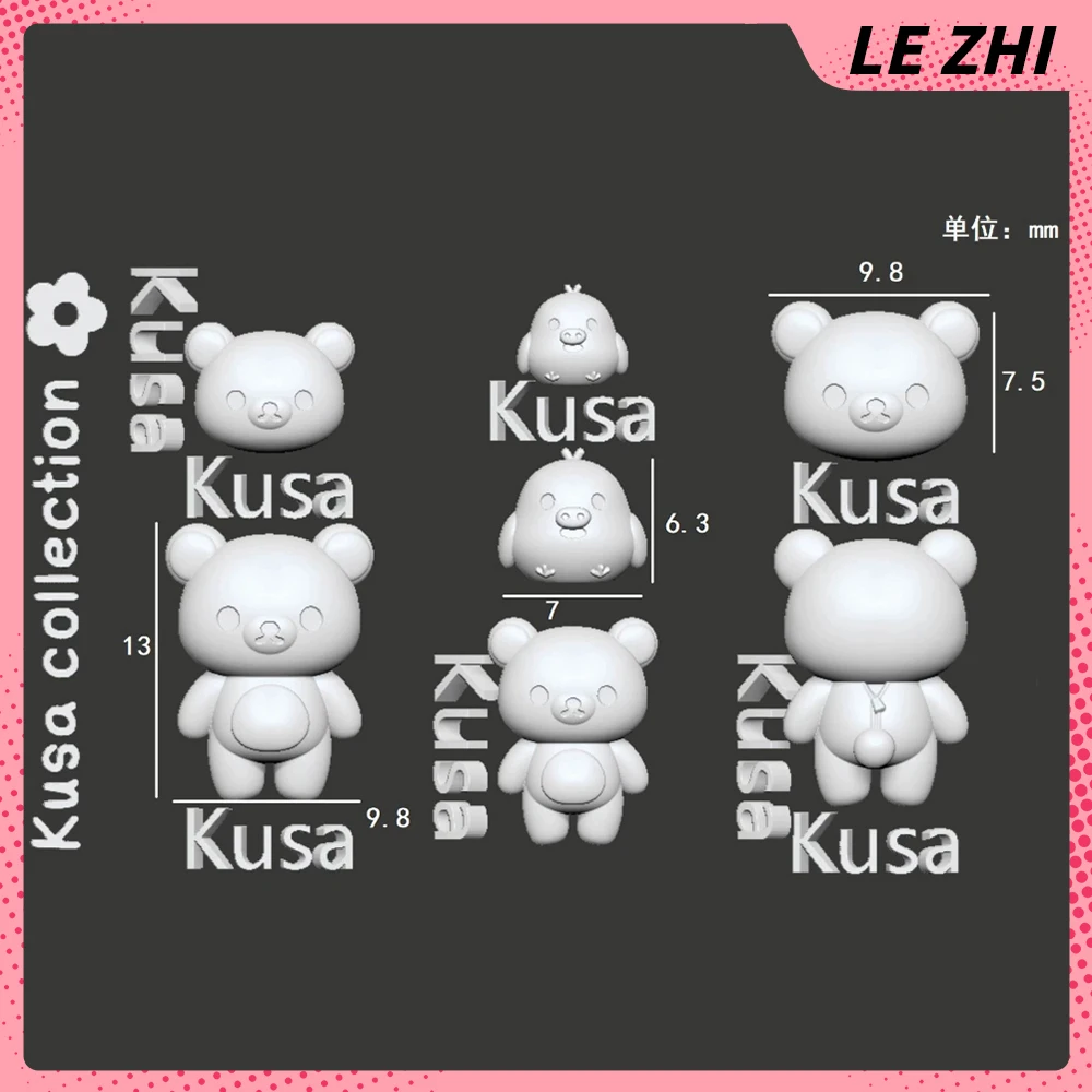 1 unidad de molde de silicona para uñas de dibujos animados de Anime Sanrio Hello Kitty Rilakkuma, conejo Kawaii, oso, perro, serpiente, lazo, caramelo, plantillas para uñas
