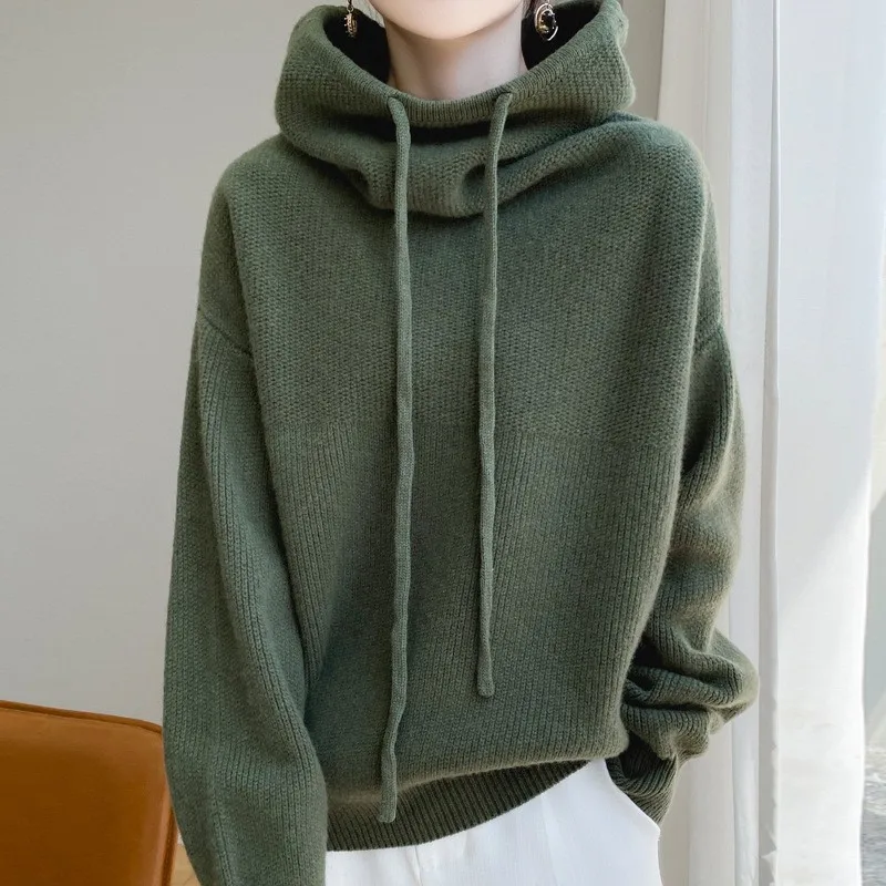 Pullover Damen Oberteile Sweater Sweatshirts Kapuzenpullover Strickpullover mit langen Ärmeln Y2k Streetwear Eleganter Splice-Strick Herbst Winter
