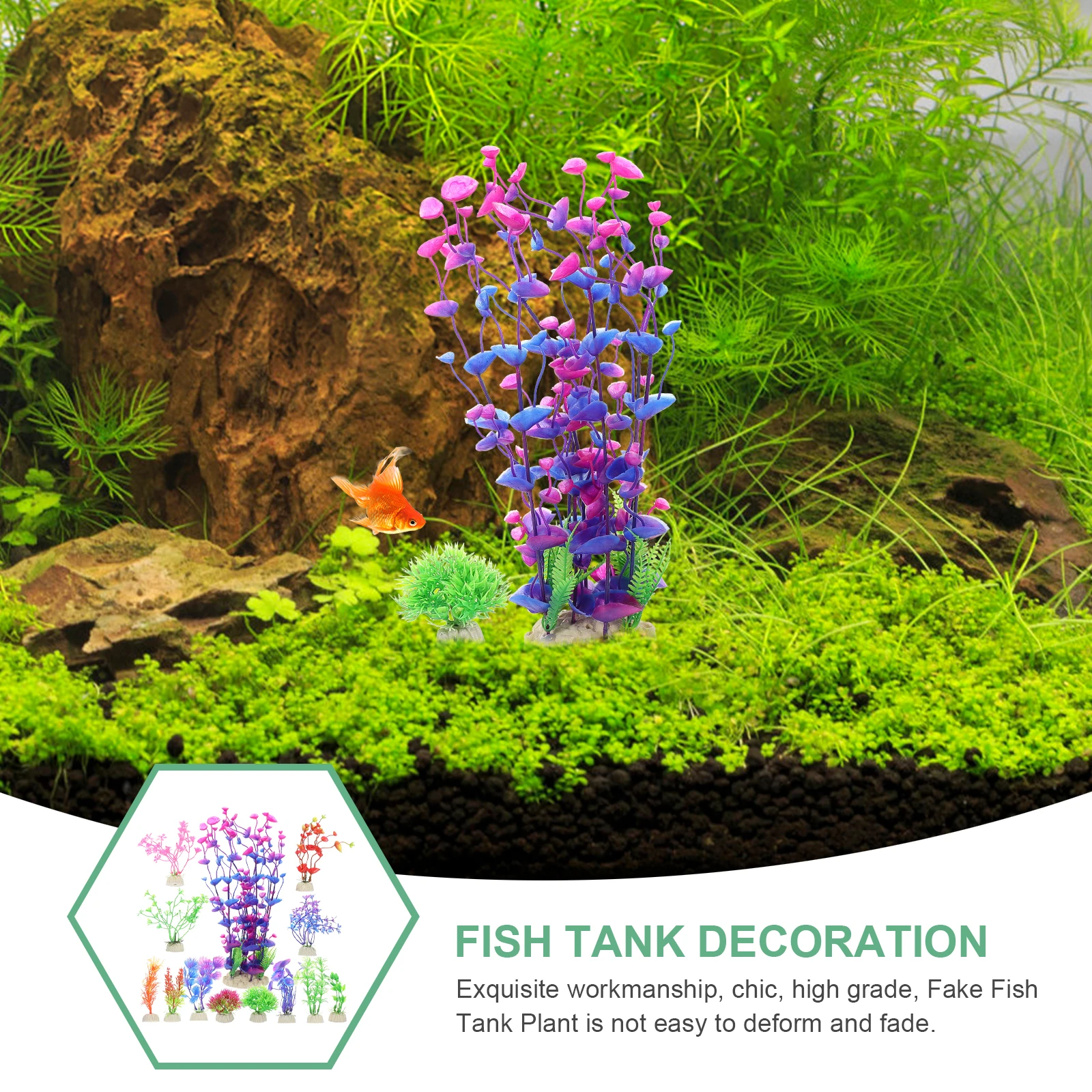 

13 Pcs Water Plants Decorations Fish Tank Artificial Grass Fake Faux Aquarium Plastic Aquatic