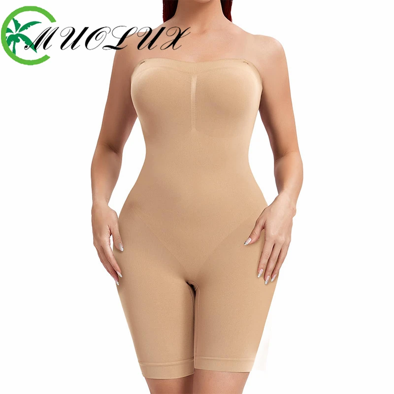 

New Seamless Bodysuit Women's Shapewear Detachable Shoulder Strap Strapless Integrated Abdominal Corset Tummy Control Shorts