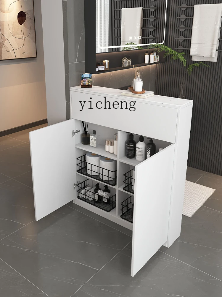 ZC Bathroom Side Cabinet Modern Minimalist Bathroom Partition Thin Cabinet Half Wall Storage Cabinet