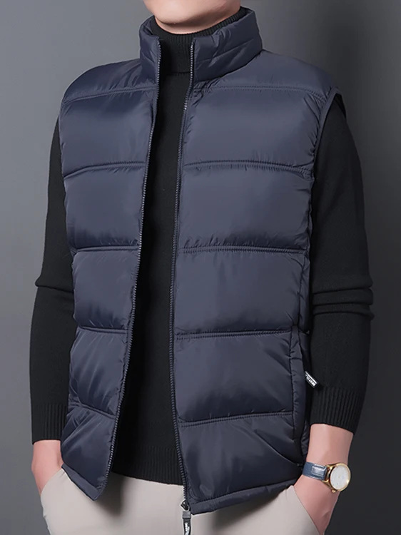

Men's down Cotton Warm Vest Lightweight Casual Svel Cotton Jaet Top All-Match Autumn Winter Straight Hem Busin Casual