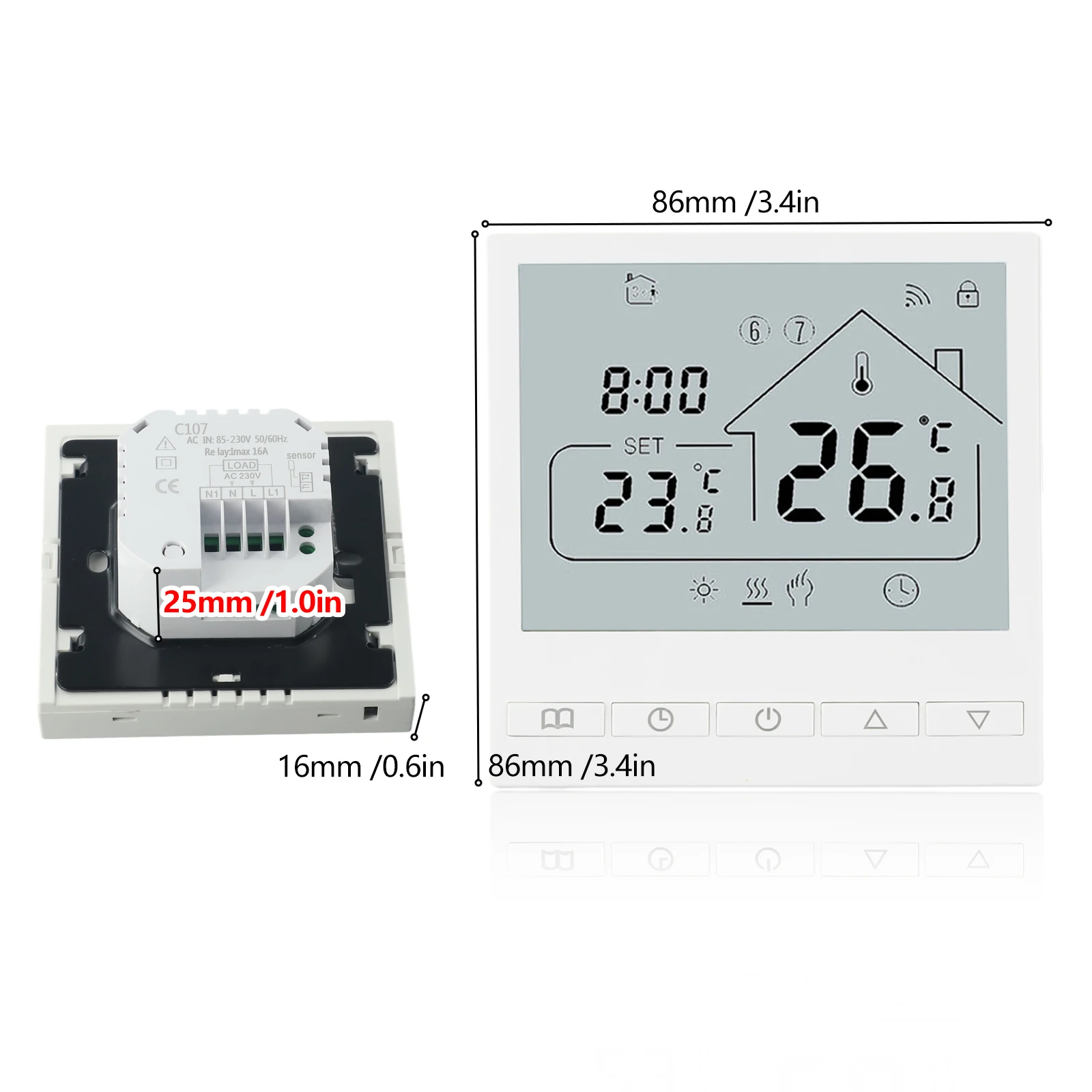 

Удобный напольный термостат Интерфейс сенсорной кнопки Wi-Fi и нет вариантов Wi-Fi Качеты дистанционного управления и голосового управления