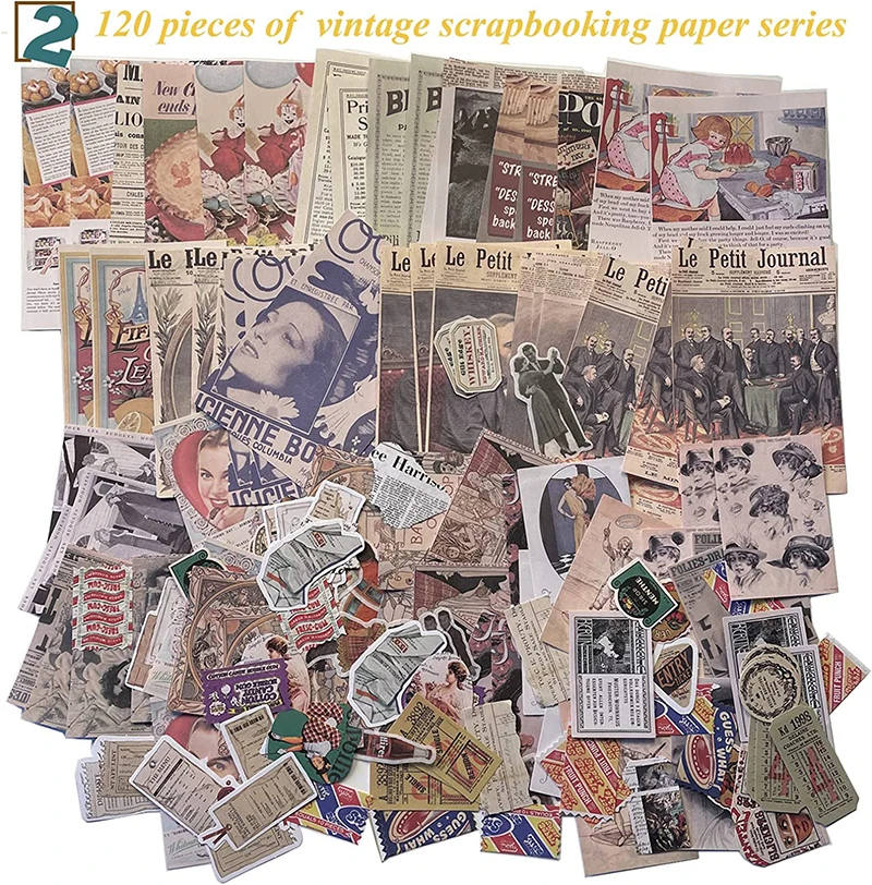 Pegatinas de papel Vintage para diarios, suministros de álbum de recortes, manualidades de arte DIY con pegatina de encaje, 230 piezas