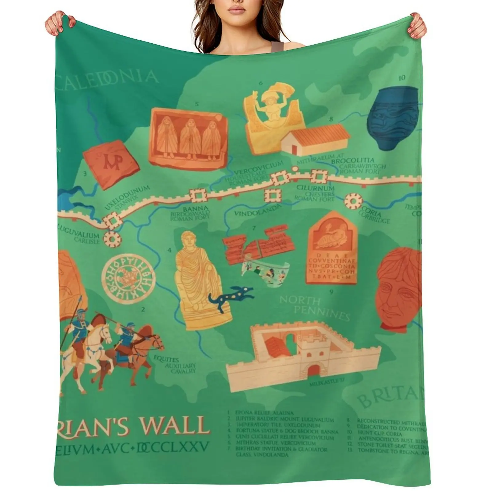 

Hadrians Wall Illustrated Map Throw Blanket Flannel Summer Beddings Sofa Decorative Throw Blankets