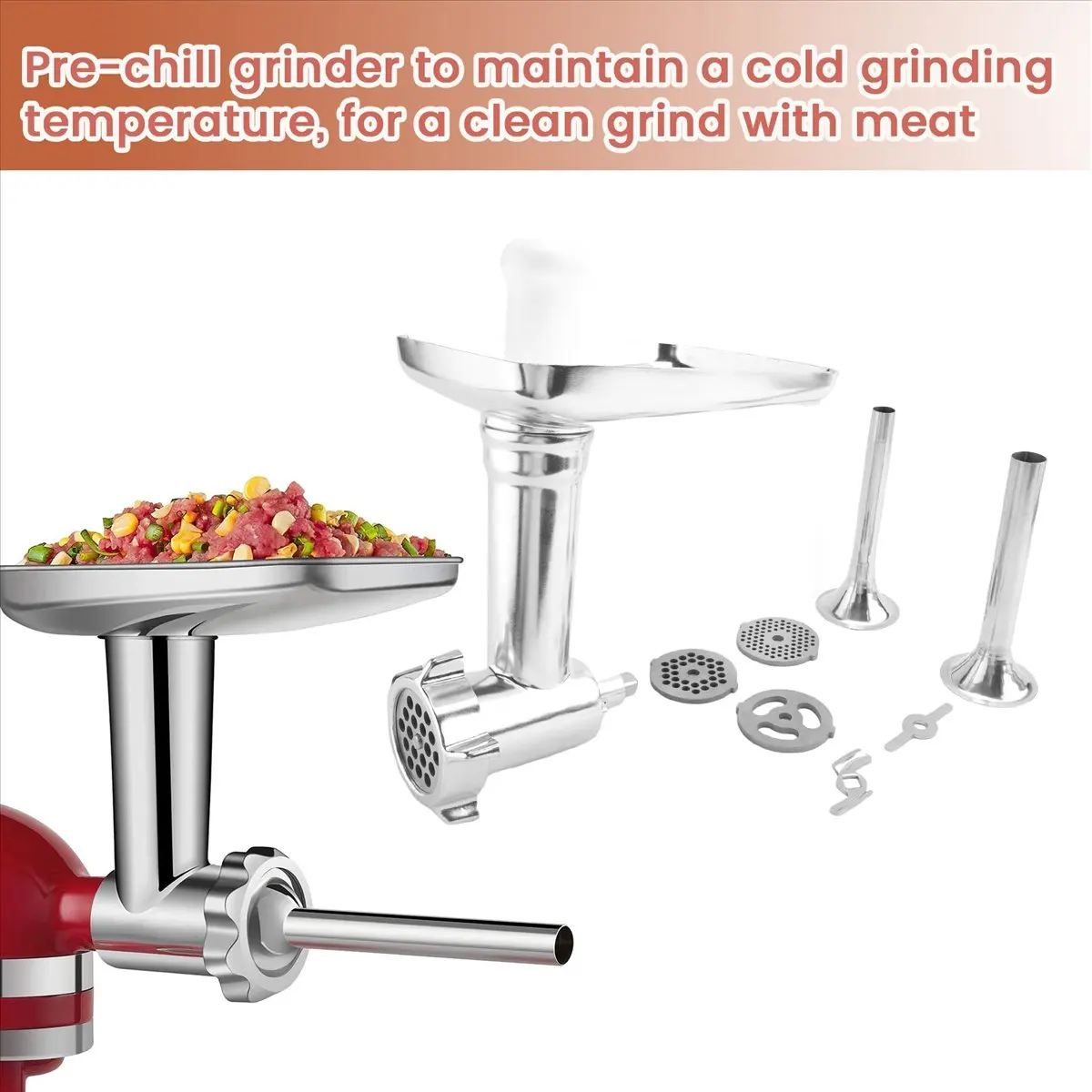 

(FDDT) Металлическая насадка-измельчитель для миксеров KitchenAid, насадка для измельчения мяса, кухонные инструменты
