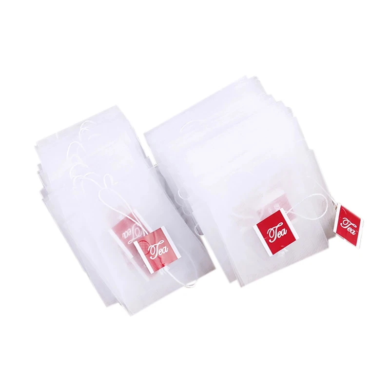 ABNP 100Pcs Tea Bag Infuser with String Heal Seal 7 x 6cm Sachet Filter Paper Nylon Teabags Empty Tea Bags