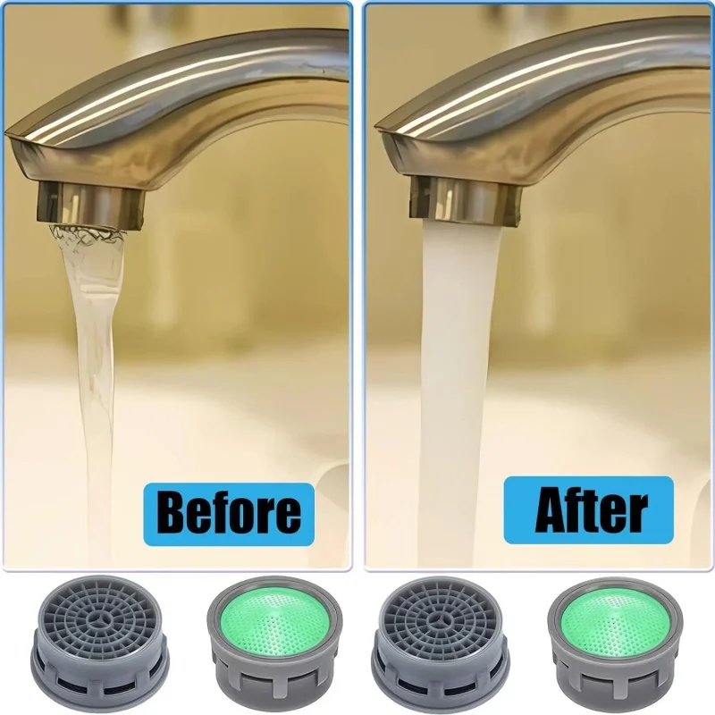 

2 шт. хромированных аэраторов для смесителя с функцией экономии воды, фильтр для кухонных и ванных комнат, для отелей, для раковин, предотвращающий брызги, диффузор-насадка