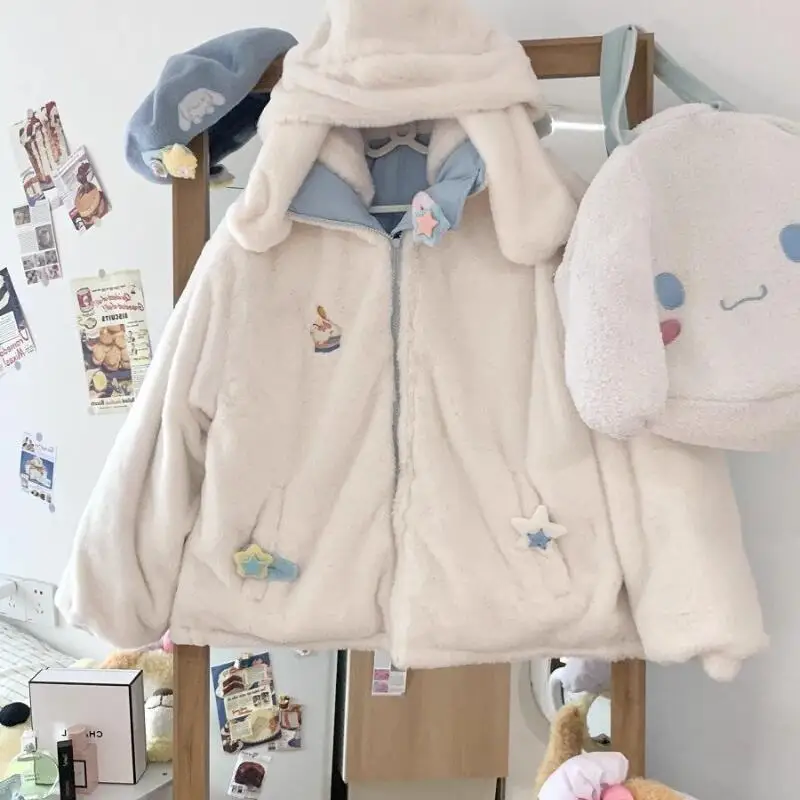 Winter Korea Design Parka's met capuchon Tops Losse pluche fluwelen gevoerde katoenen jassen Casual Casaco Elegante dames Chaqueta Abrigo