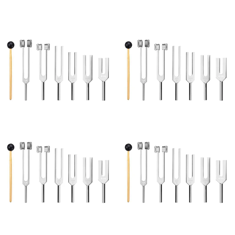 

AA75-24Pcs 128Hz 256Hz 512Hz 1024Hz 2048Hz 4096Hz Tuning Fork With Hammer For Tuning Fork Kit Healing Sound Vibration Tool