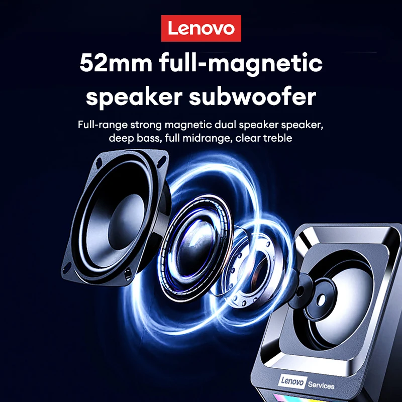 New Lenovo A01 Wired Wireless Speaker Low Latency With Rich Bass Soundbox Long Lasting Battery For Phone Computer Loud Speaker