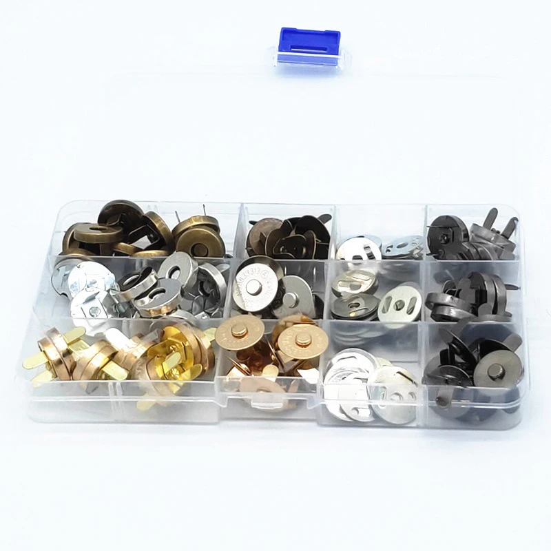 Easy-Attach 14mm Magnetic Snap Buttons - 40 Set Multi-Color Pack for Sewing and Crafts, Durable & Stylish Metal Fasteners