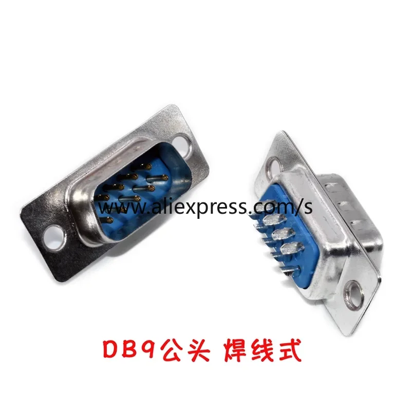 DB9 DB15 DB25 DB37 Hole/Pin Female/Male Blue Welded Type Connector 5PCS RS232 Serial Port Socket DB D-SUB Adapter 9/15/25/37P