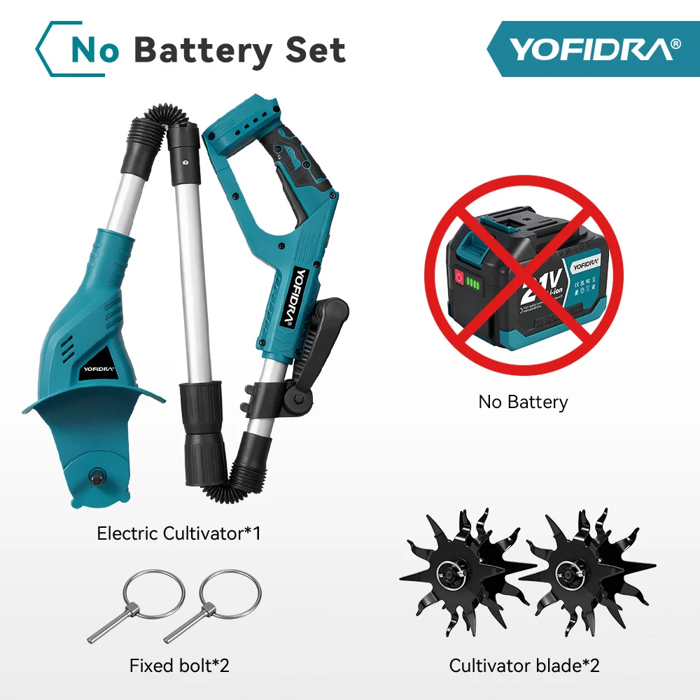 YOFIDRA Elektrische Scarifier Elektrische Tuinfrees Tuincultivator Rototiller Bodembewerkingstool Voor Makita 21V Accu