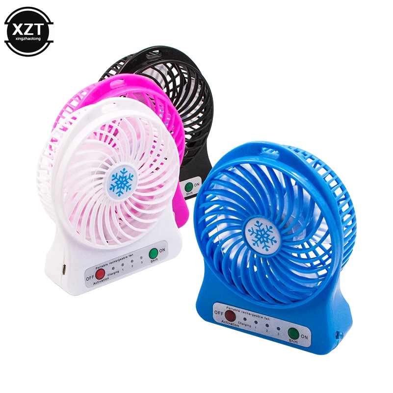 Mini Portable Fan USB Rechargeable Fan Portable Rechargeable LED Light Fan Cooler Mini Desk USB 18650 Battery Fan Cooling Fans