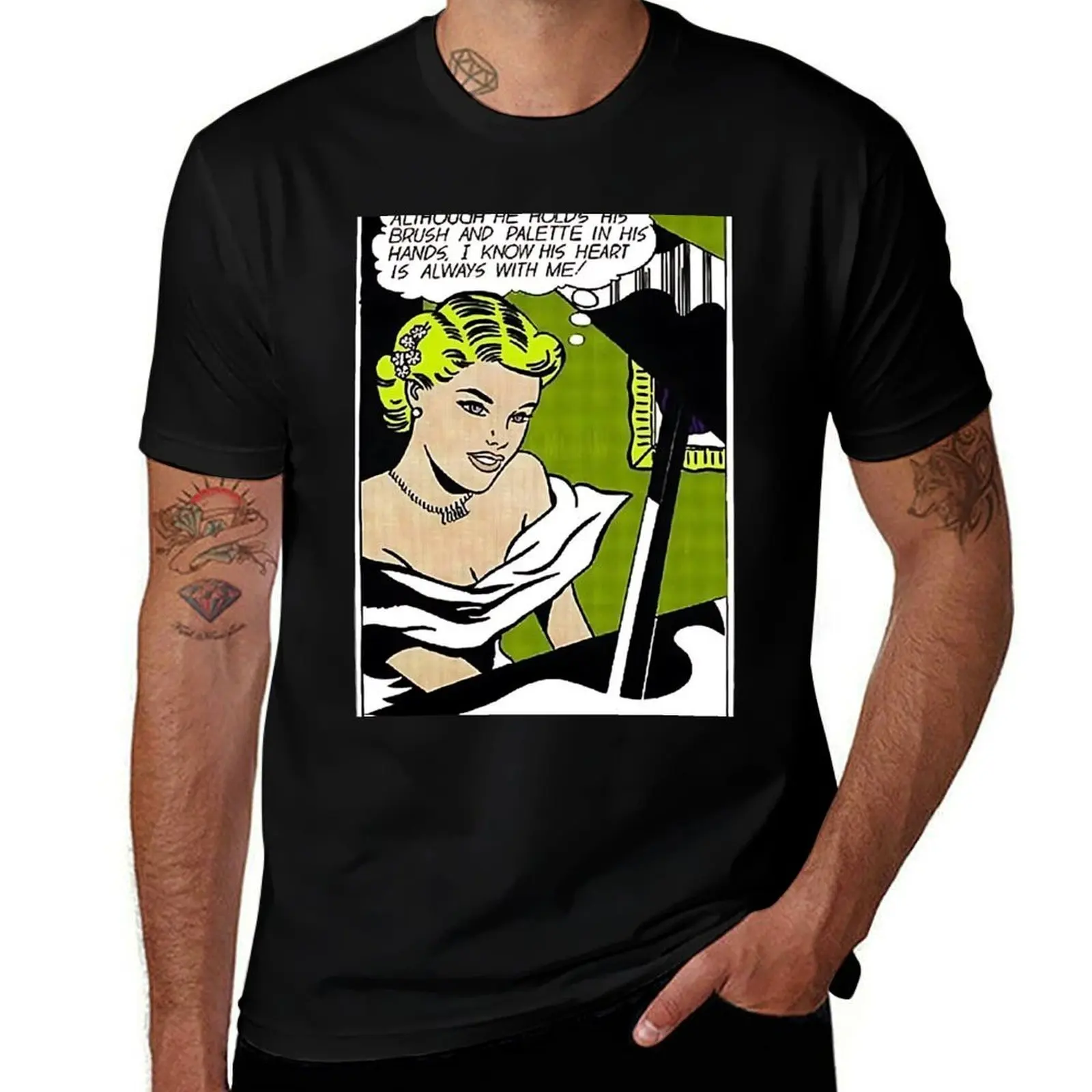 

Piano Girl - Roy Lichtenstein T-Shirt cotton man t-shirts animal prinfor boys graphic tee shirt slim fit t shirts for men