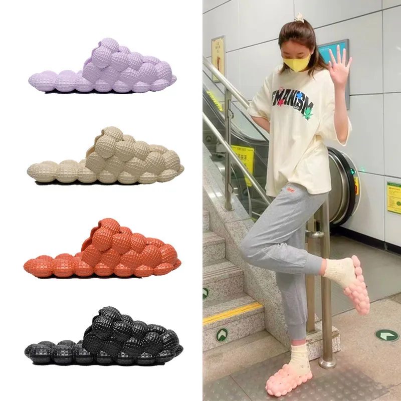 

Women Man Soft Bubble Slippers Fashion 2026 New EVA Cool Home Beach Shoes Massage Sole Slippers Designer Indoor Peanut Slipper