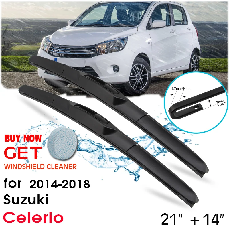 

BROSHOO Auto Windscreen Wiper Blades Clean The Windshield For Suzuki Celerio 2014 2015 2016 2017 2018 Fit Standard Hook Arm