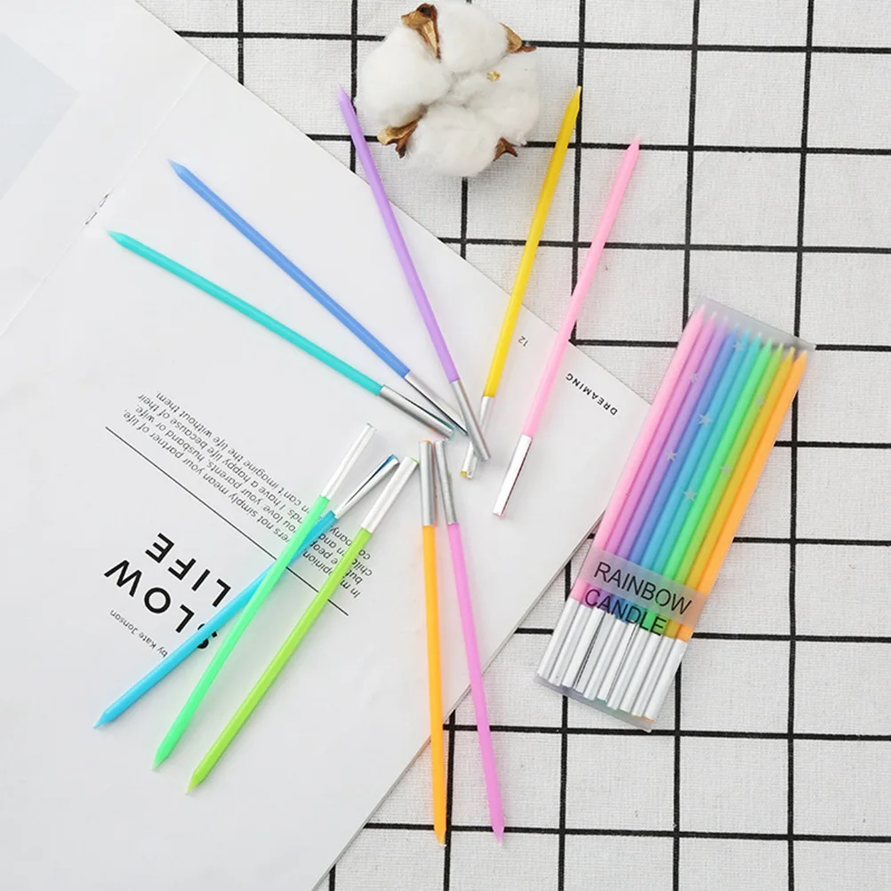 50 قطعة من شموع عيد الميلاد بألوان قوس قزح، شموع كعكة ملونة لحفلات الزفاف وأعياد الميلاد وحفلات الزفاف، صديقة للبيئة وقابلة للتحلل البيولوجي