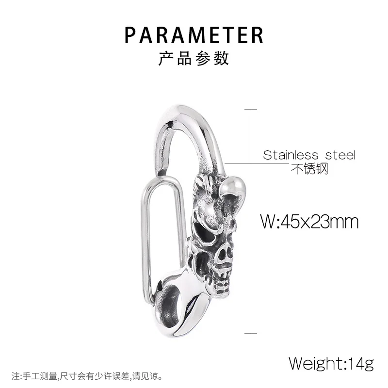 Fongten Männer Skelett Schlüssel verschluss Edelstahl Drachen Löwe DIY Schlüssel bund Verschluss Gothic Karabiner Brieftasche Schlüssel anhänger Haken für Männer – Detail 33