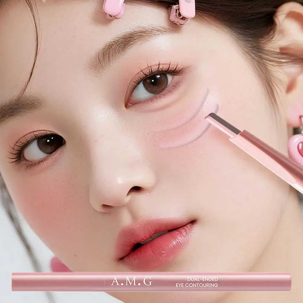 Dual Ended Lying Silkworm Pen Naturally Brightens Shadows Beige Under Eyes Highlighter Brighten Pen Contour Brown V9T6