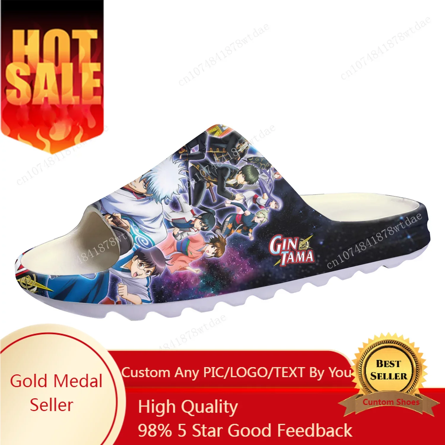 Gintama Soft Sole Sllipers Sakata Gintoki Mens Womens Teenager Home Clogs Anime Step In Water Shoes On Shit Customize Sandals