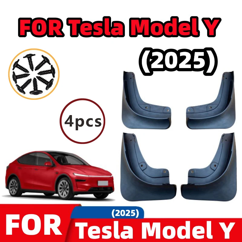 Für Tesla Model Y Juniper 2025 2026 Auto Vorder- und Hinterrad-Schmutzfänger Wasserdichte Spritzschutzbleche Kotflügel Externe Dekorationszubehörteile