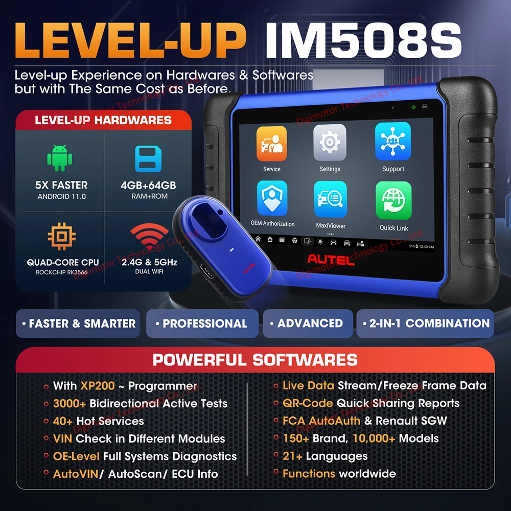 Autel MaxiIM IM508S Key Programmer Automotive Diagnostic Tool, Smart&Expert Mode, Active Test, 40+ Reset, Upgrade of IM508/KM100