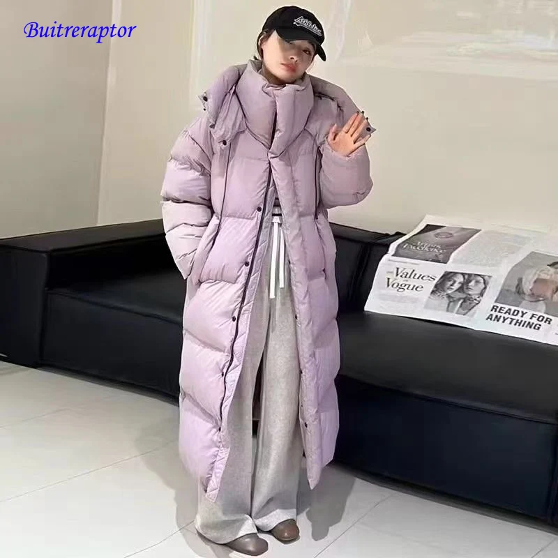 Women's Down Coats Korean Loose Hooded Thick Warm Long Down Jacket Winter Coat for Women Female Parkas Outerwears 2024