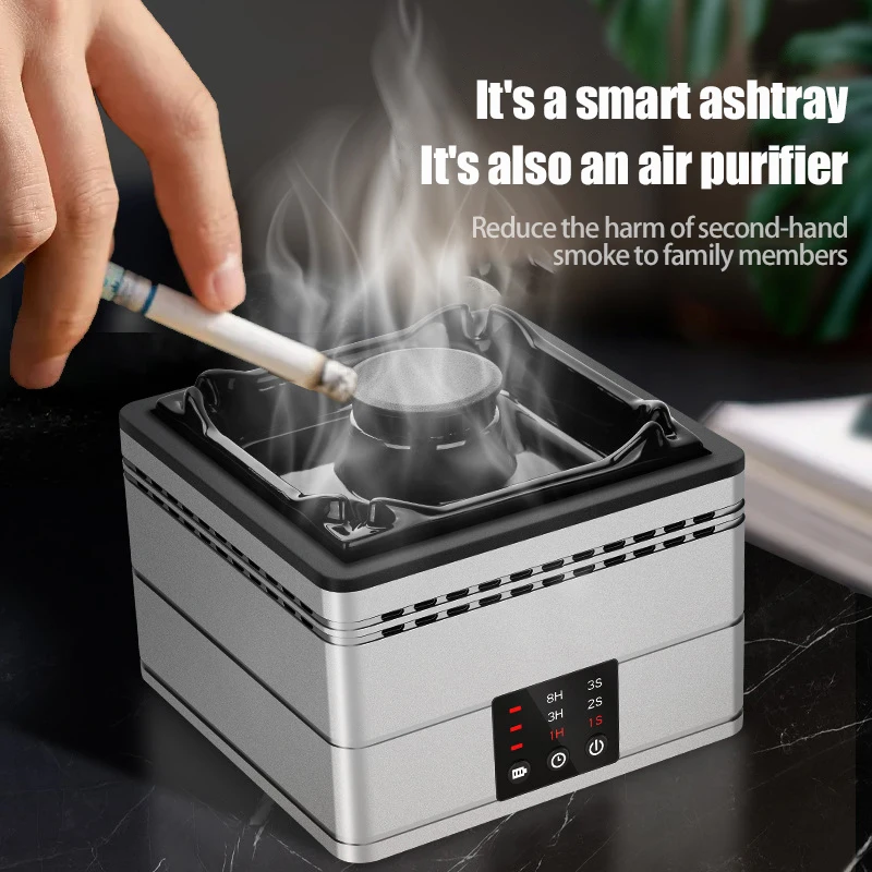 

Portable Home Air Purifier Smart Cigarette Ashtray Remove Secondhand Smoke Tobacco Odor Car Smokeless Ashtray Type-C Charging