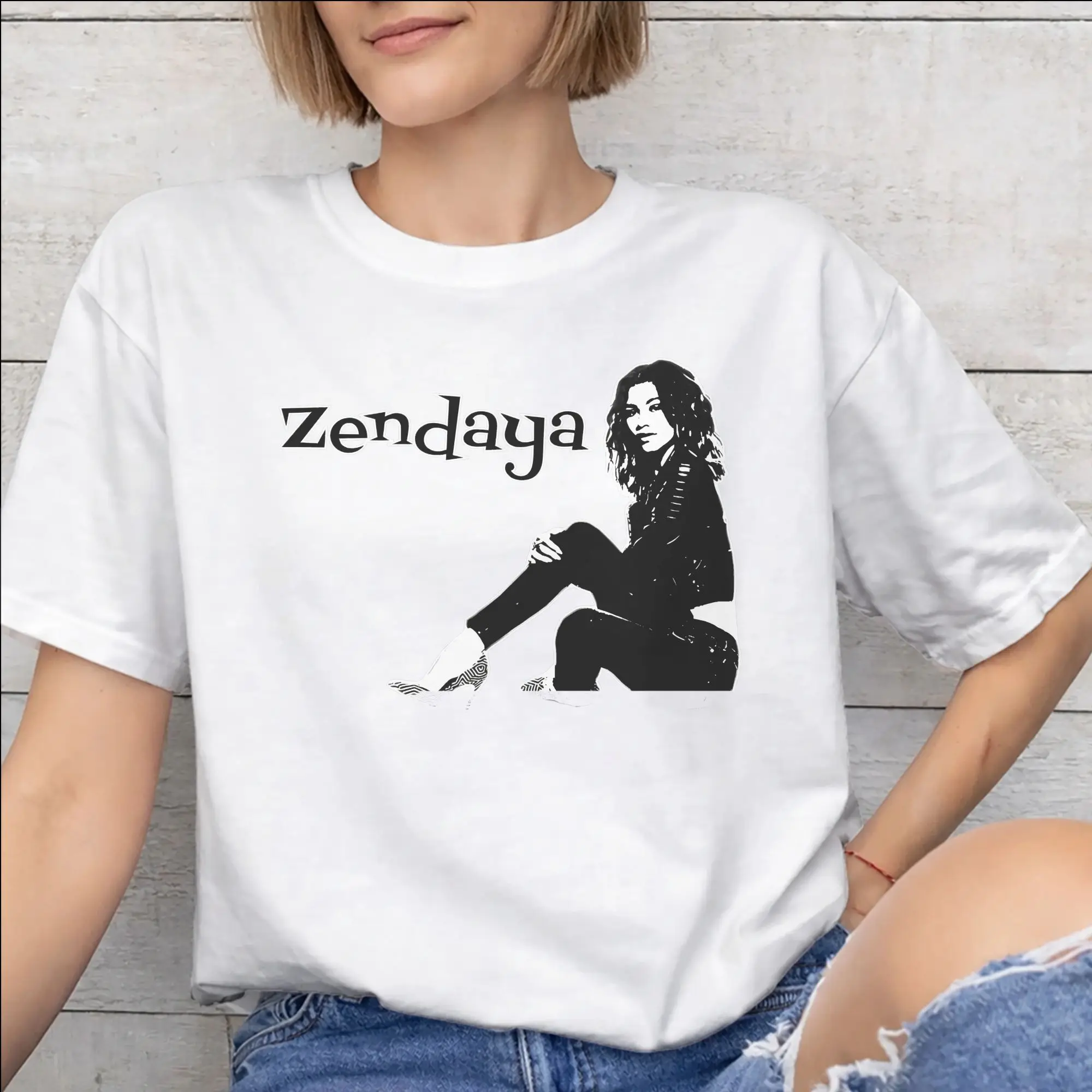 Ruby Rue Zendaya Tee Shirt for Men Women Graphic Printing T Shirts  100% Cotton Clothes