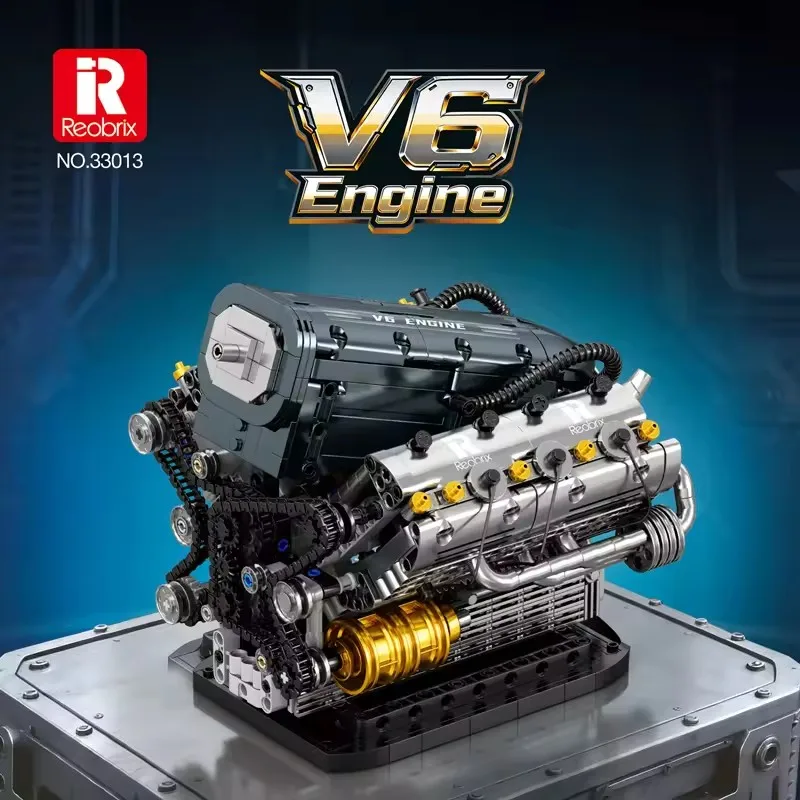 

V6 Engine MOC 33013 Building Blocks Kits Model Desktop Ornament for Adults Toys Bricks Set Kids Holiday Gifts