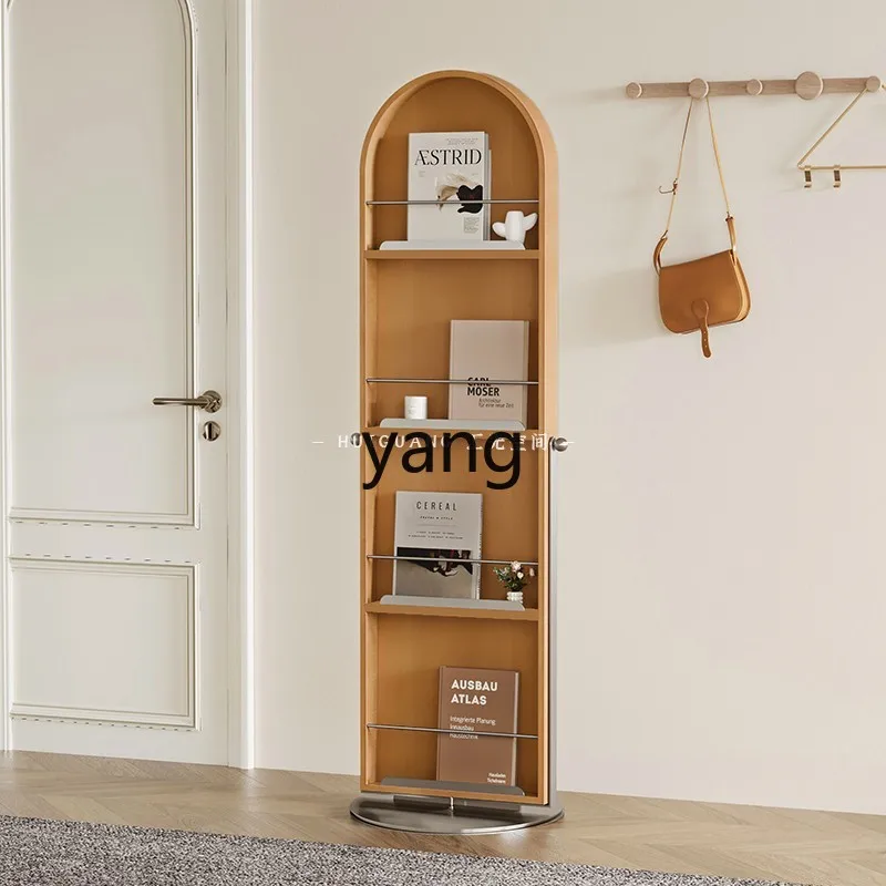 

LTT retro style floor-to-ceiling pine bookshelf magazine storage rack rotating full body mirror
