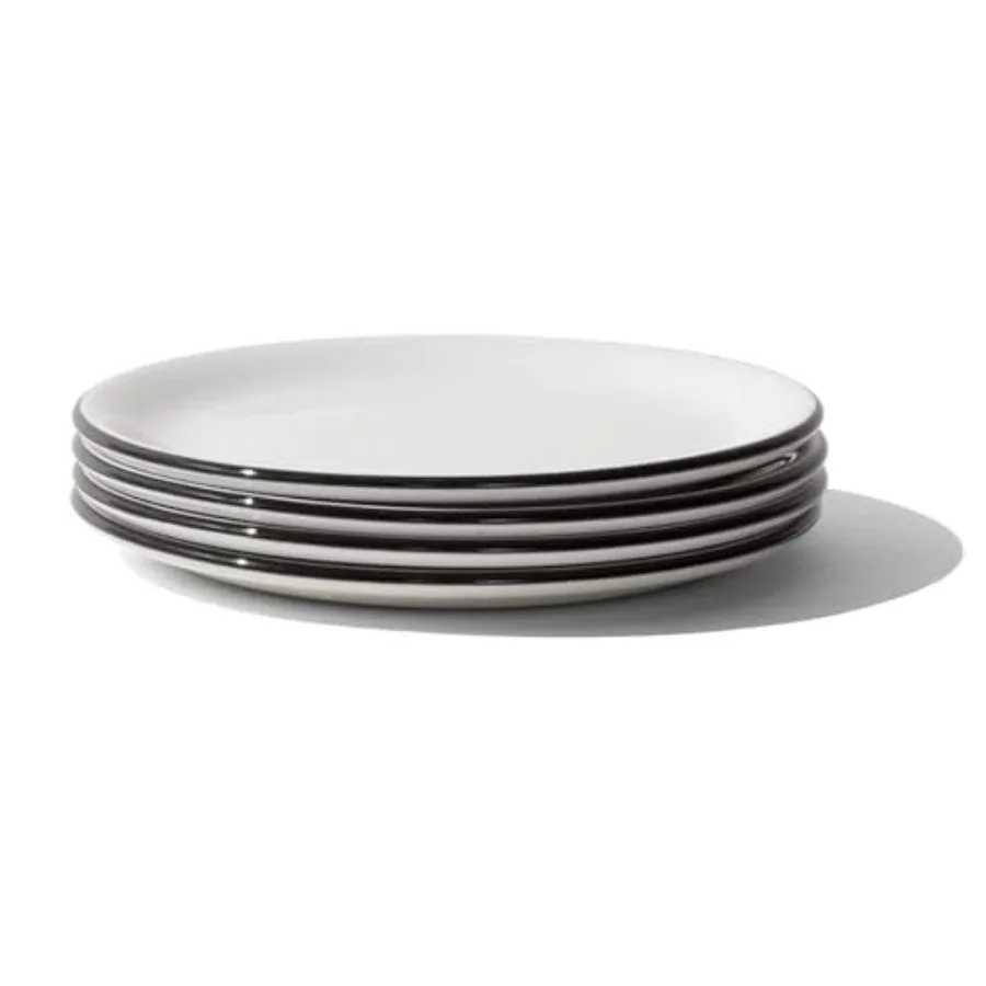 Cookware - Set of 4 - Bread and Butter Plates - With Black Rim - Porcelain England